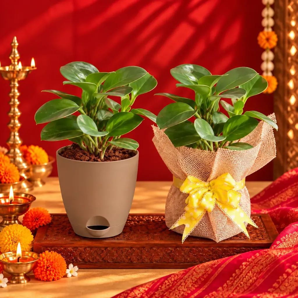 Gift Plant (Baby Rubber green with pot aqua 12 brown)
